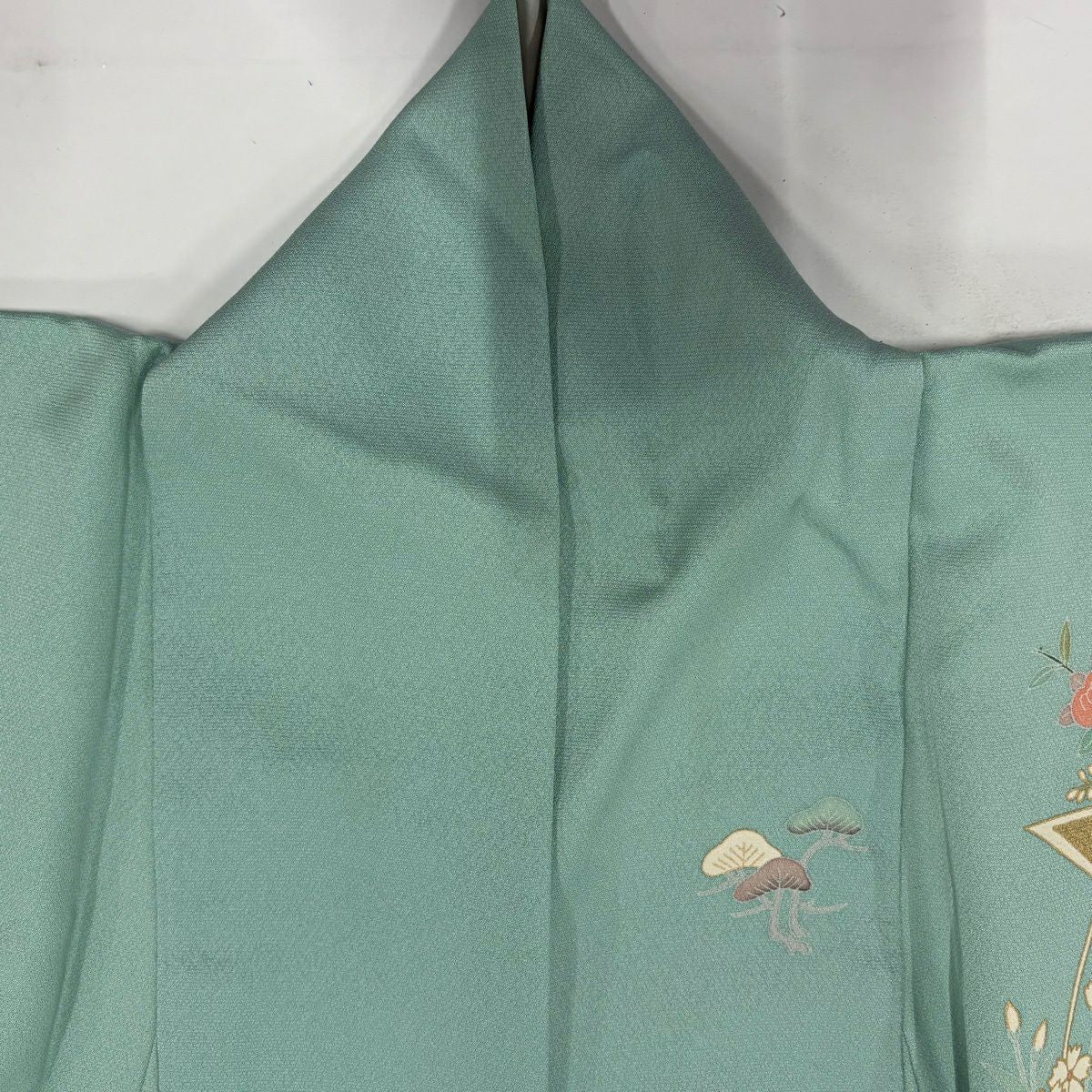 【美品】訪問服 身長151.5cm 袖長63cm S 雙層 誰が袖 草花紋紋 金銀彩 漸層 淺綠 純蠶絲 優品級