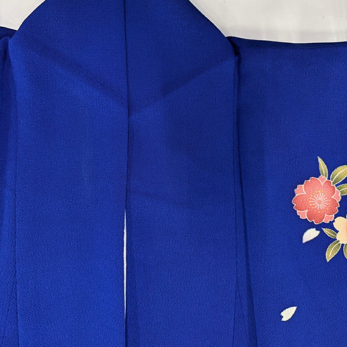 【美品】振袖禮服 身長173cm 袖長67cm M 雙層 櫻花 櫛 金銀彩 絞緞 青 純蠶絲 名品級