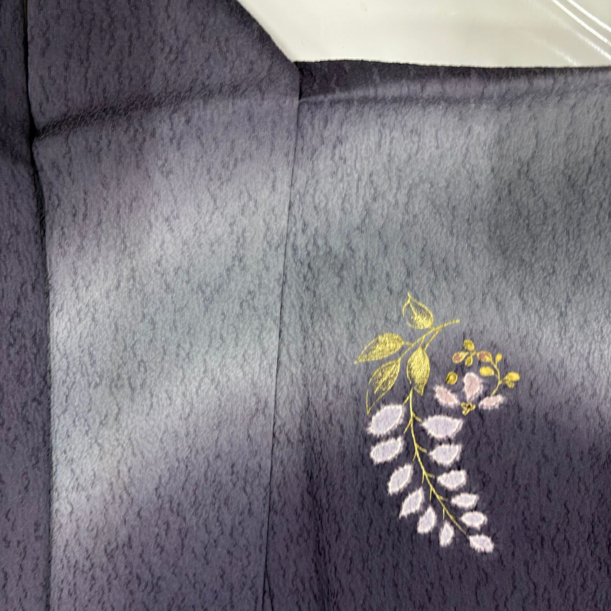 【美品】訪問服 身長153cm 袖長64cm M 雙層 草花紋紋 金絲 金銀彩 紫 純蠶絲 名品級