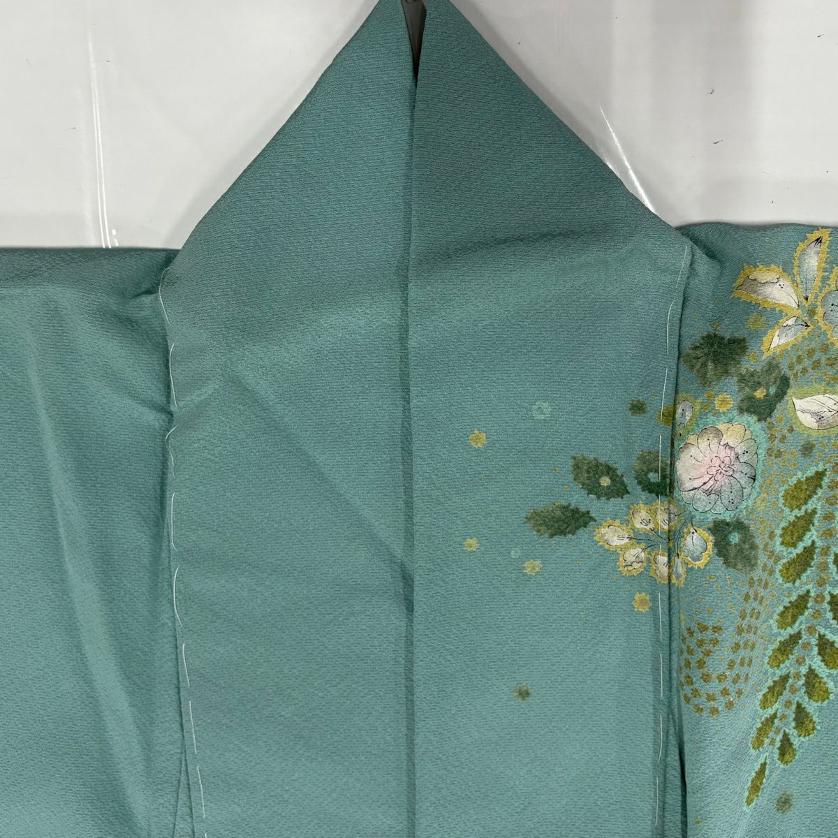 訪問服 身長164.5cm 袖長65.5cm M 雙層 辻花染 漸層 淺綠 純蠶絲 名品級