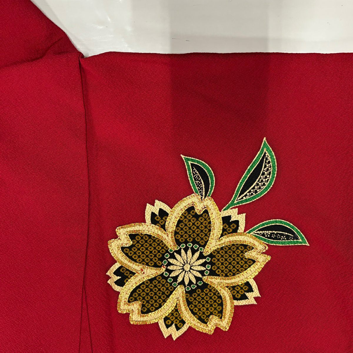 【美品】振袖禮服 身長164.5cm 袖長69cm L 雙層 櫻花 金絲 金銀彩 紅 純蠶絲 秀品級