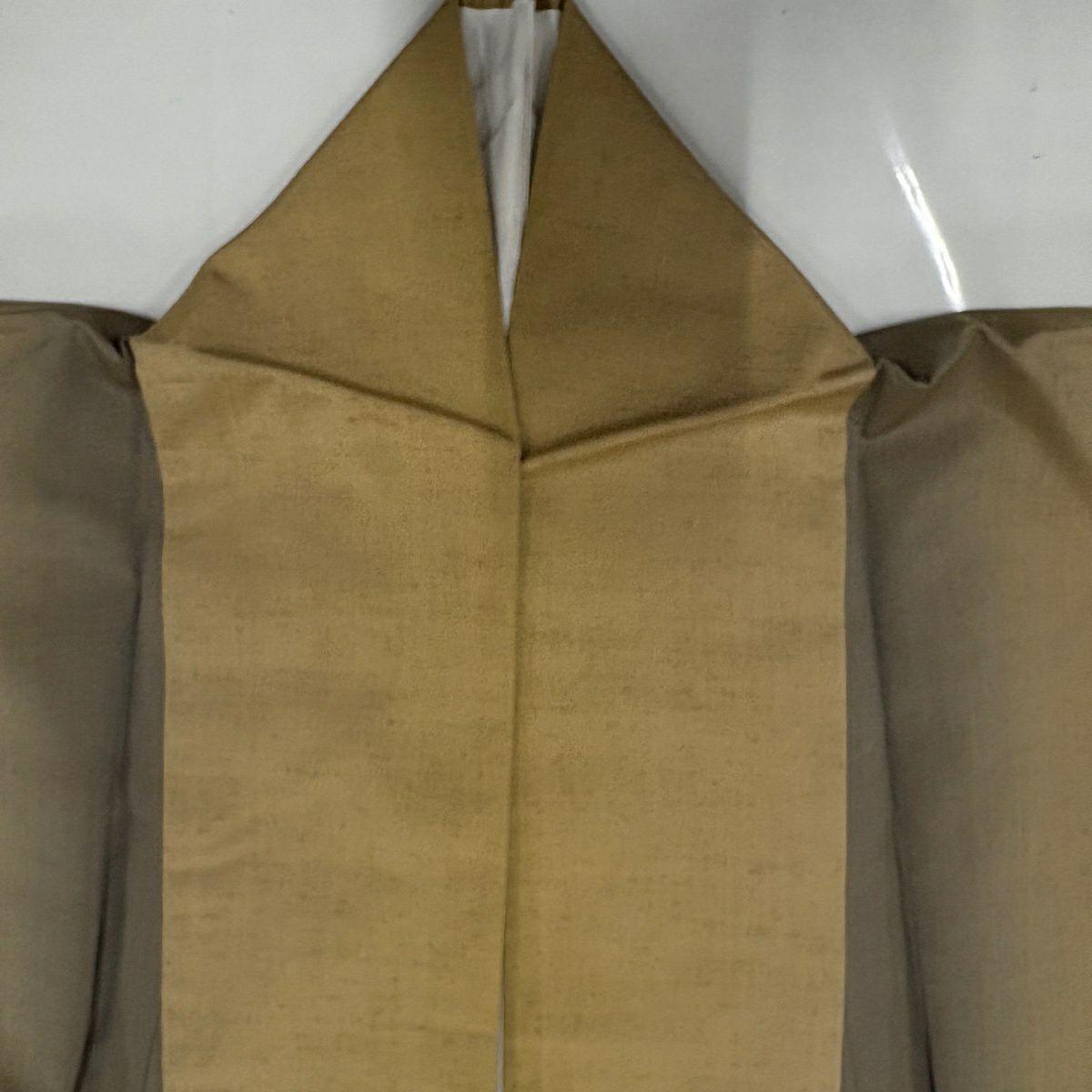 【美品】 紬織 身長159cm 袖長63cm S 雙層 縦ぼかし 淡黃土色 純蠶絲 優品級