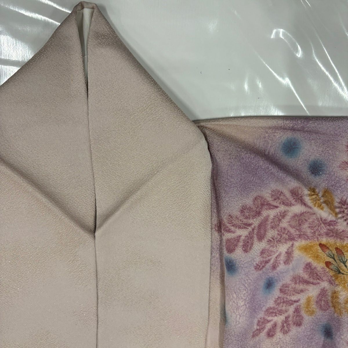 【美品】訪問服 身長166cm 袖長65cm M 雙層 落款あり 辻花染 松樹皮菱 金通し 絞染 淺粉色 純蠶絲 名品級