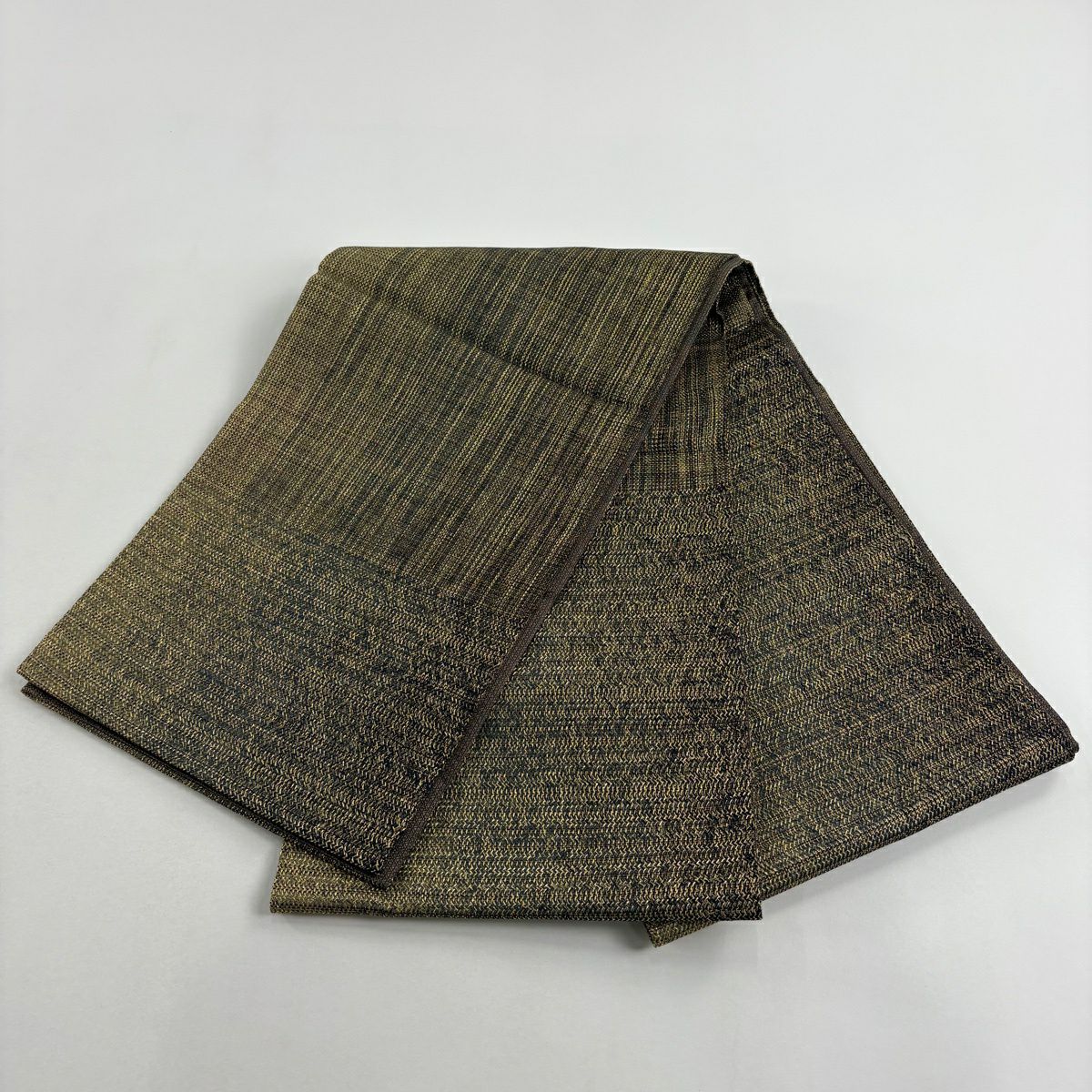 【美品】 袋帶 秀品級 縞 幾何圖案 金絲 金色 大鼓圖案 純蠶絲