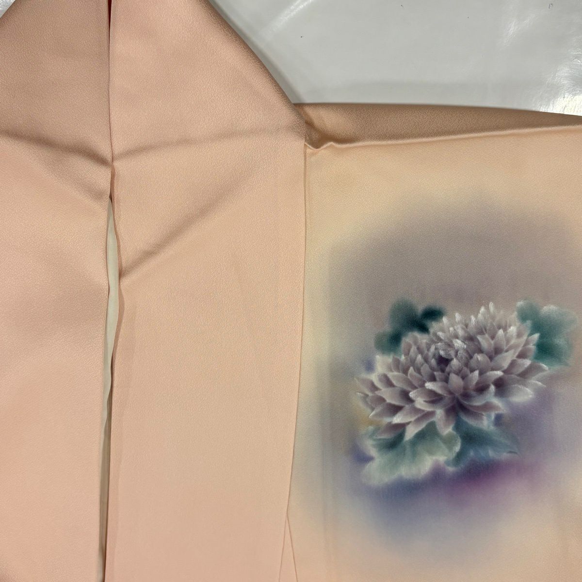 【美品】 付下 身長156cm 袖長63cm S 雙層 菊花 花紋 漸層 粉色 純蠶絲 優品級