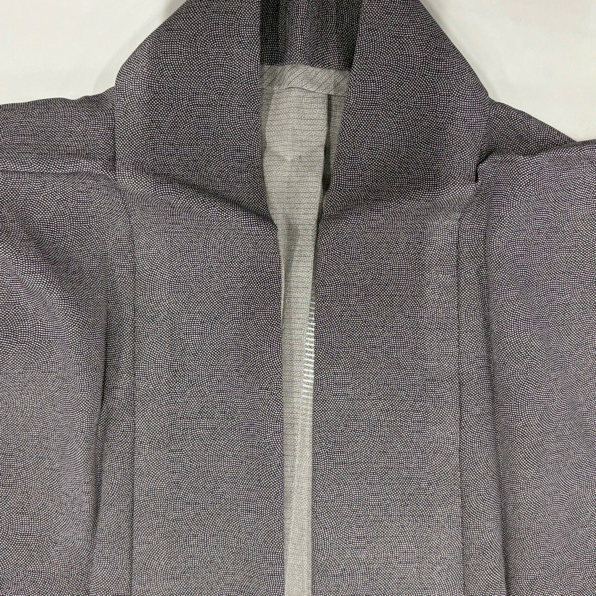 【美品】 江戶小紋 身長156.5cm 袖長67.5cm L 薄物 絽 巴衿 鮫 紫 純蠶絲 優品級