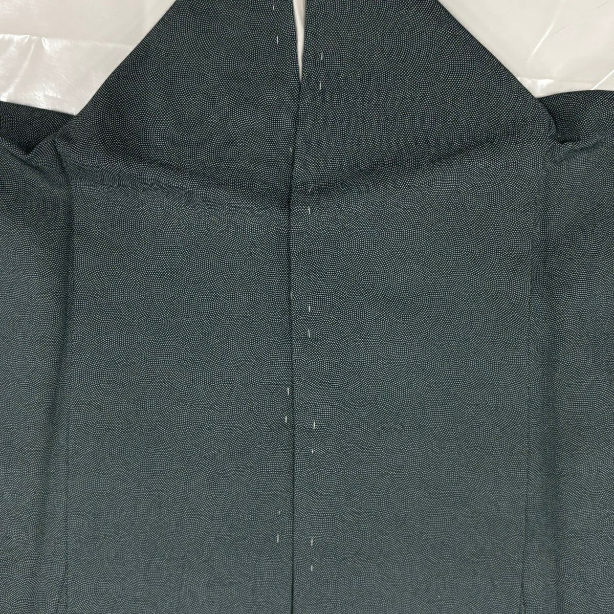 【美品】 江戶小紋 身長160.5cm 袖長63.5cm S 雙層 鮫 灰綠 純蠶絲 名品級 一つ紋