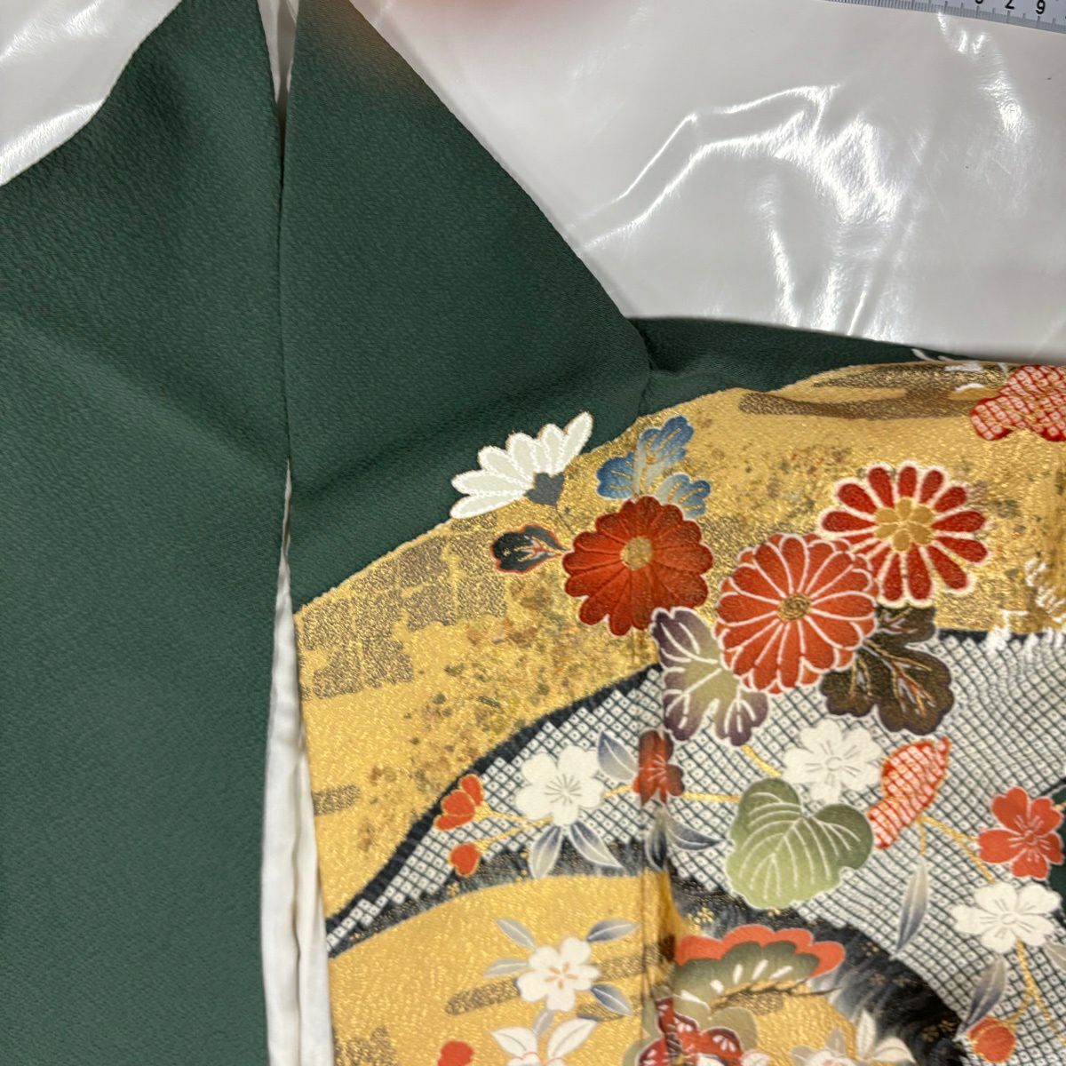 振袖禮服 身長166cm 袖長66.5cm M 雙層 松樹竹子梅花 菊花 金銀彩 漸層 紅茶 純蠶絲 名品級