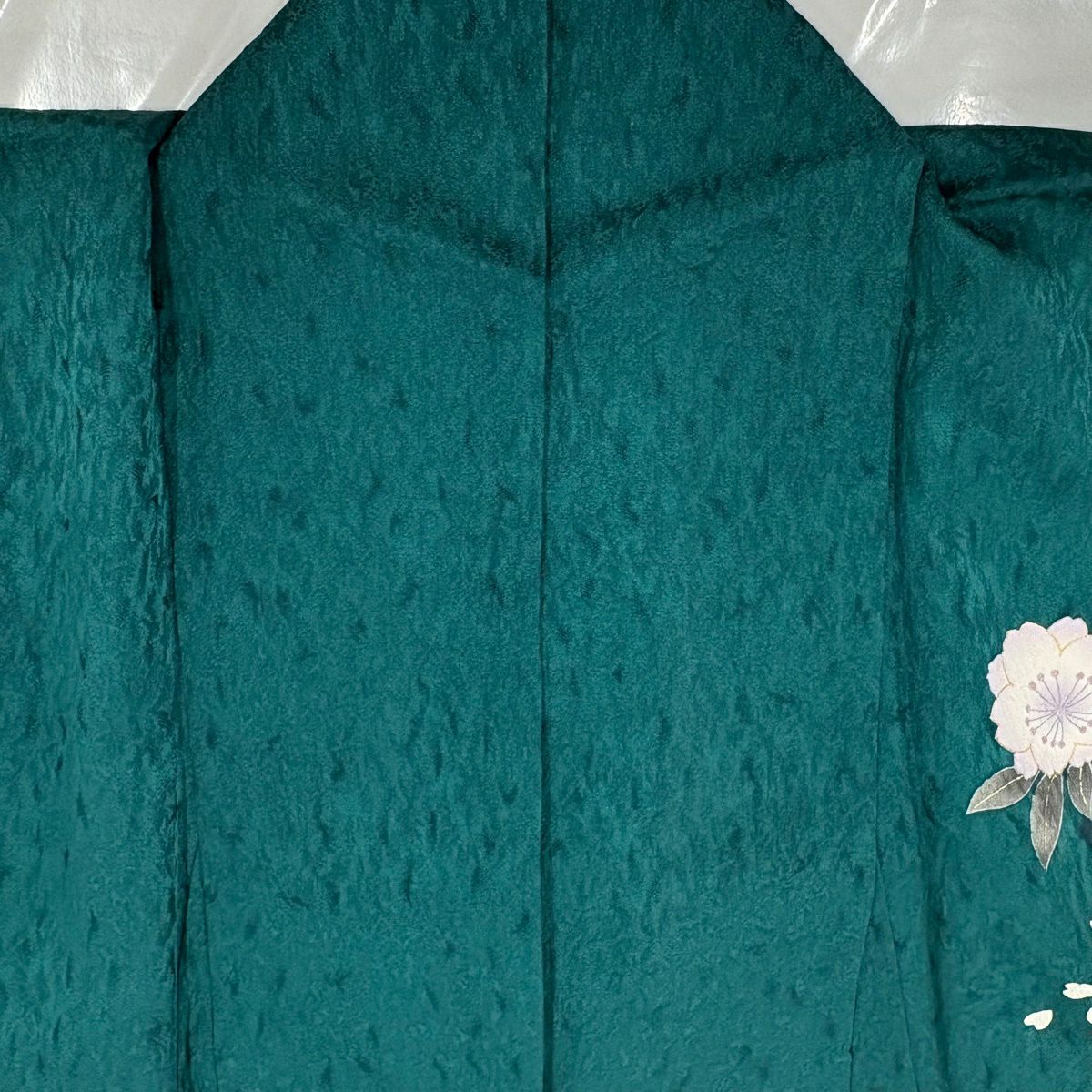 【美品】振袖禮服 身長156.5cm 袖長66.5cm M 雙層 櫻花瓣 金絲 金銀彩 綠 純蠶絲 名品級