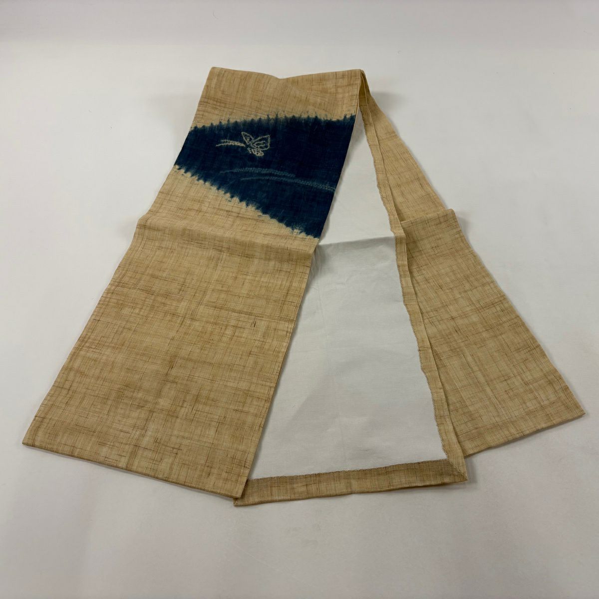 【美品】 開口名古屋帶 名品級 紬織織 夏帶 蟲 豇豆色 麻
