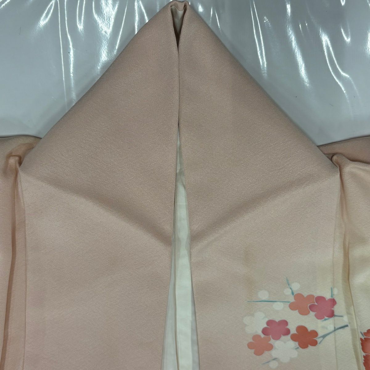 訪問服 身長158.5cm 袖長63cm S 雙層 落款あり 菊花 鴛鴦 染分 ぼかし 淺粉色 純蠶絲 名品級 一つ紋