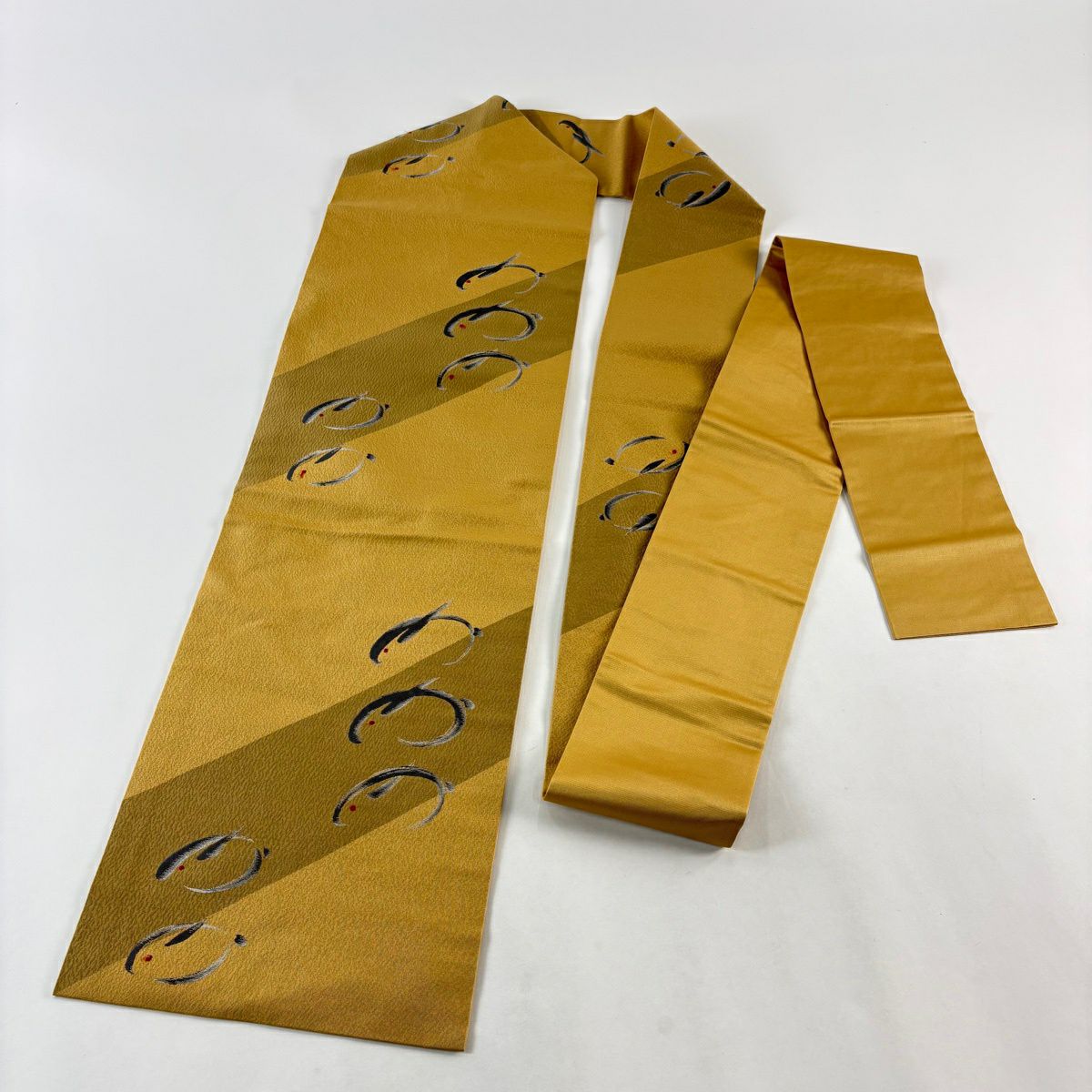 名古屋帶 優品級 兔子 刺繡 黃土 純蠶絲