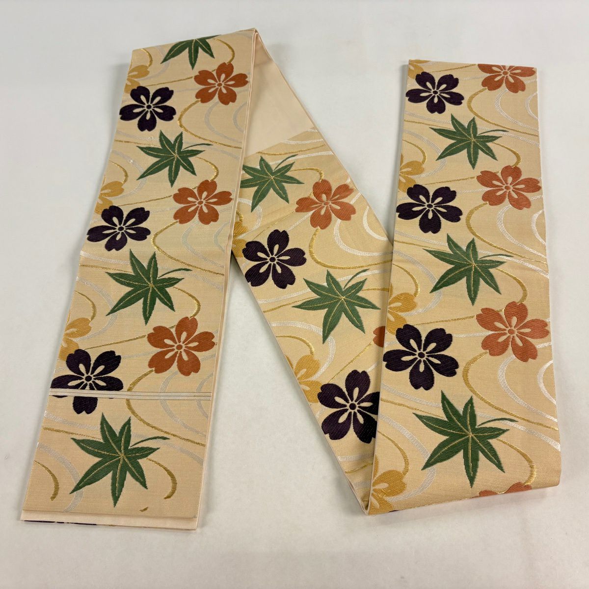 半幅帶 秀品級 櫻花 流水 金絲 金 純蠶絲