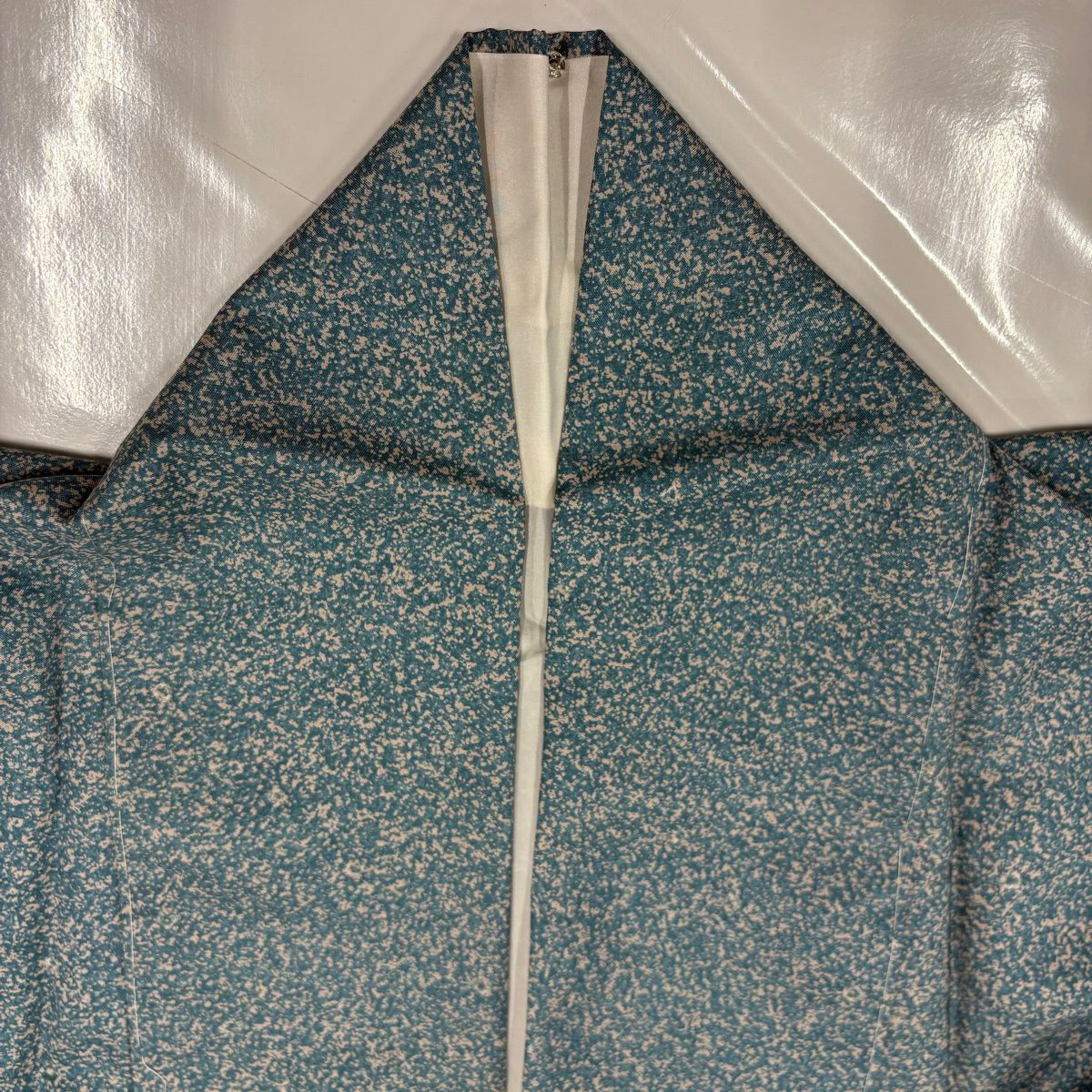 【美品】 付下 身長153.5cm 袖長62cm S 雙層 紬織織 流水 絞染 青灰 純蠶絲 秀品級