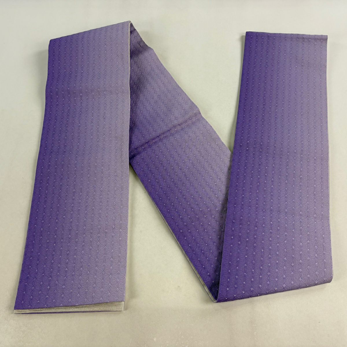 【美品】半幅帶 優品級 幾何學 銀線 紫 化纖