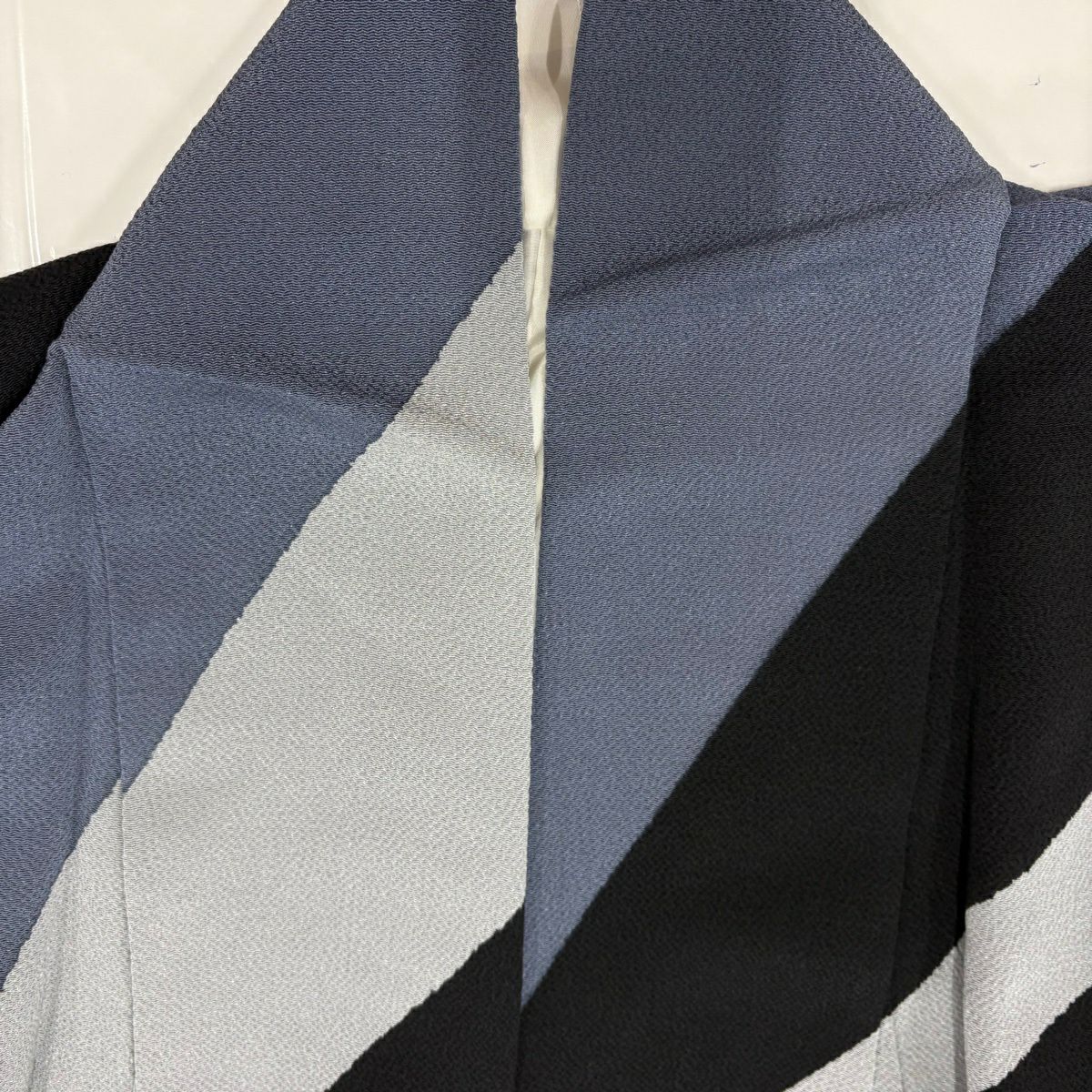 【美品】訪問服 身長160cm 袖長66cm M 雙層 斜紋 絞織 黑 純蠶絲 優品級