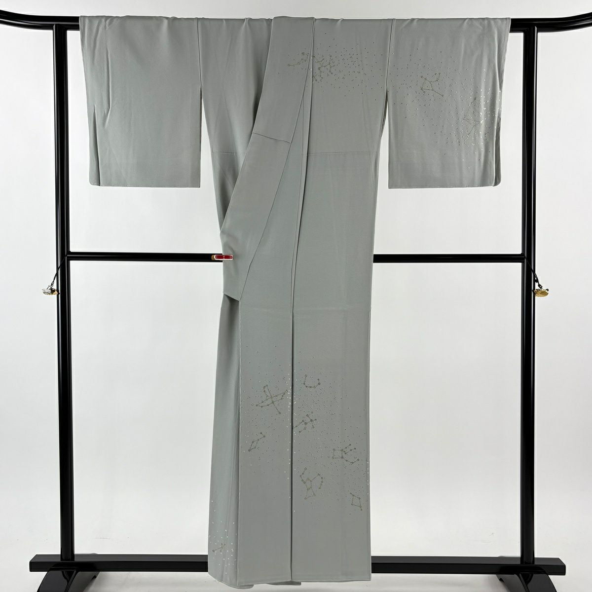 訪問服 身長158cm 袖長63.5cm S 雙層 大和 星座 金銀彩 金金箔 灰綠 純蠶絲 逸品級