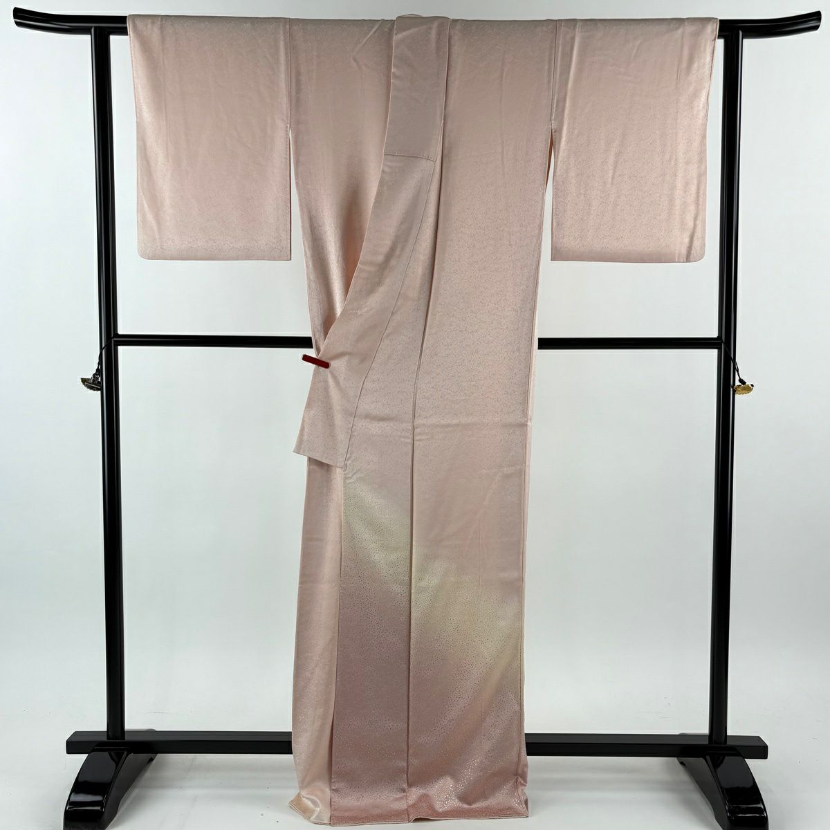 付下 身長167.5cm 袖長65cm M 雙層 和田光正 落款あり 幾何學圖案 地紋 金銀彩 漸層 淺粉色 純蠶絲 逸品級 一個紋