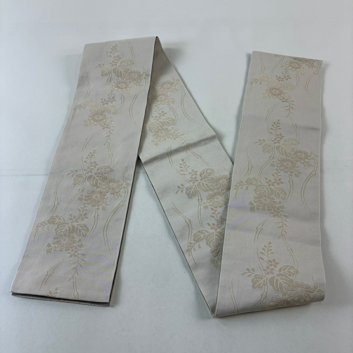 半幅帶 優品級 菊花 竹子 米色 化纖