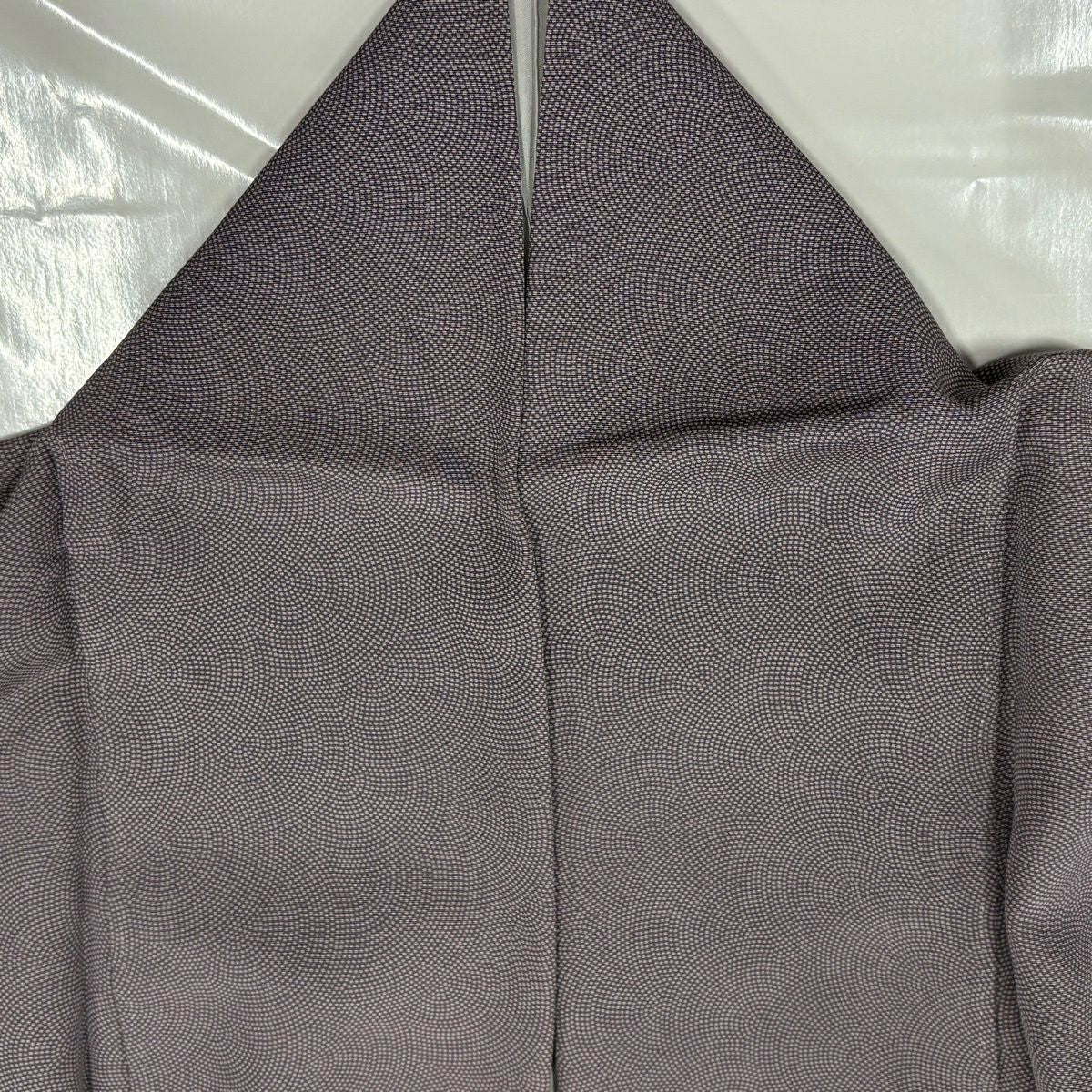 【美品】 江戶小紋 身長151.5cm 袖長62cm S 雙層 鮫花紋 灰紫 純蠶絲 名品級 一つ紋