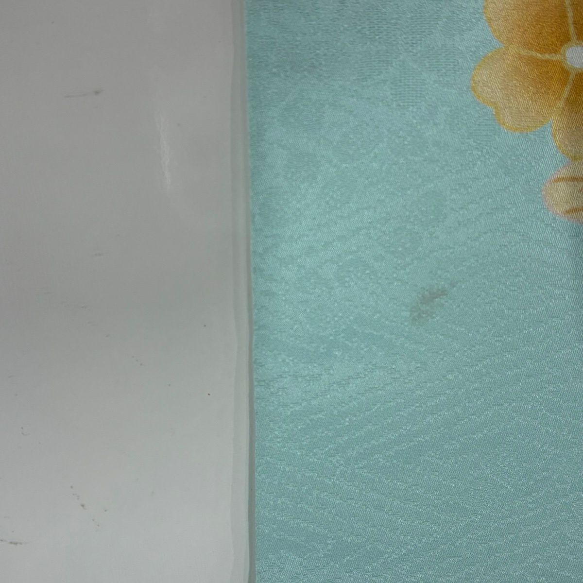 【美品】振袖禮服 身長162cm 袖長63.5cm S 雙層 菊花花 霞 金絲 漸層 水藍色 純蠶絲 名品級
