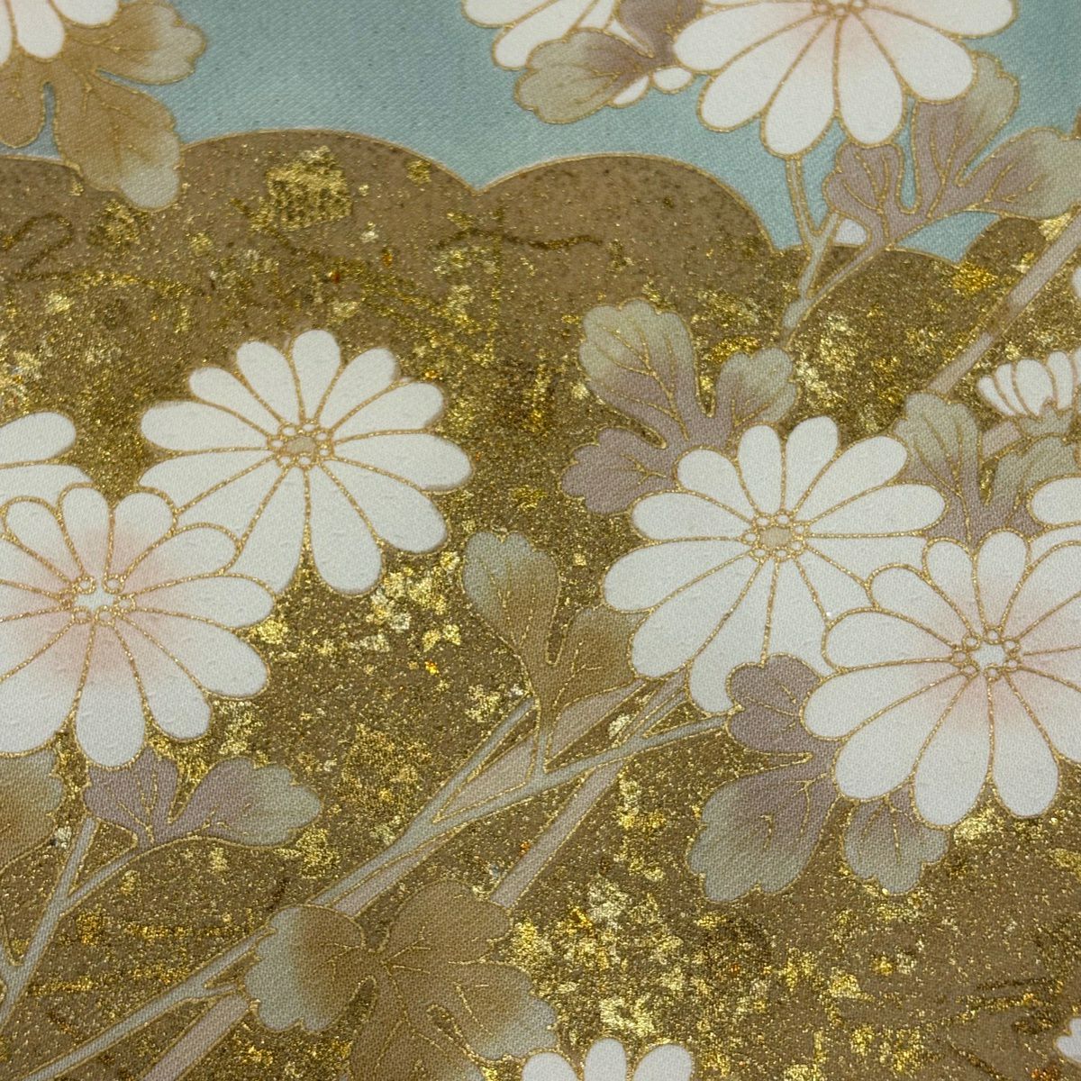 訪問服 身長167.5cm 袖長67cm M 雙層 貝桶 草花紋紋 金絲 金銀彩 鮭粉色 純蠶絲 秀品級