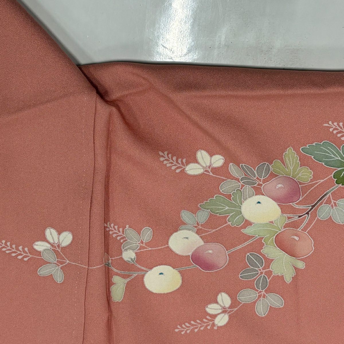 訪問服 身長168.5cm 袖長68cm L 雙層 菊花 霞 金銀彩 漸層 粉紅 純蠶絲 優品級