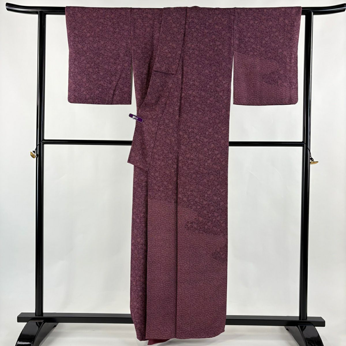付下 身長159cm 袖長63cm S 雙層 人間國寶 中村勇二郎 落款 菊花花唐草紋 紫 純蠶絲 逸品級