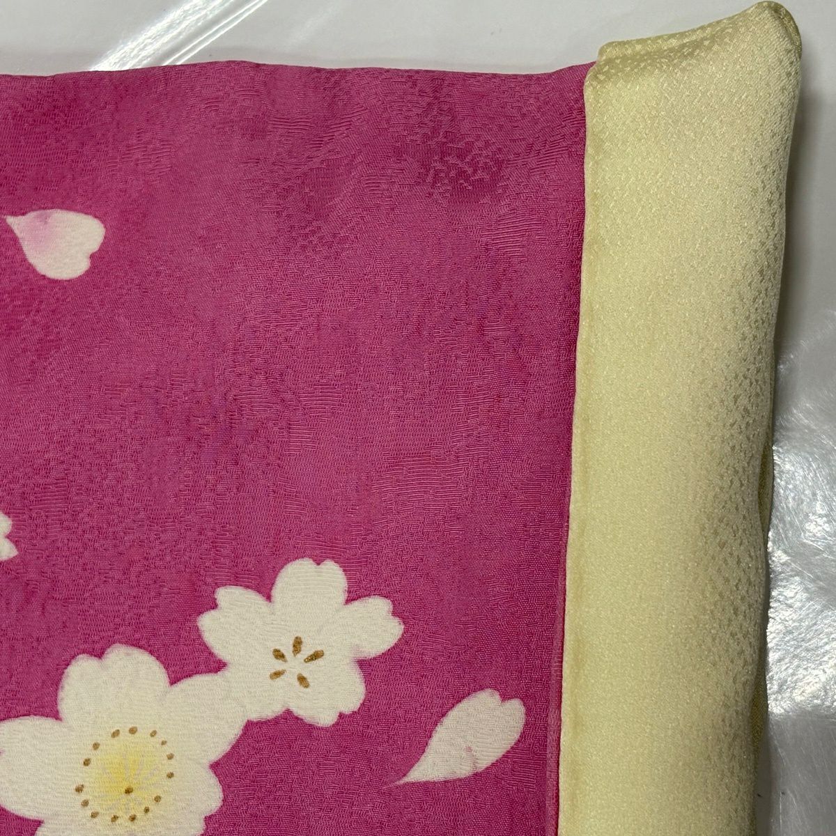 【美品】振袖禮服 身長165.5cm 袖長66.5cm M 雙層 櫻花 菊花花 金銀彩 漸層 粉紅 純蠶絲 名品級