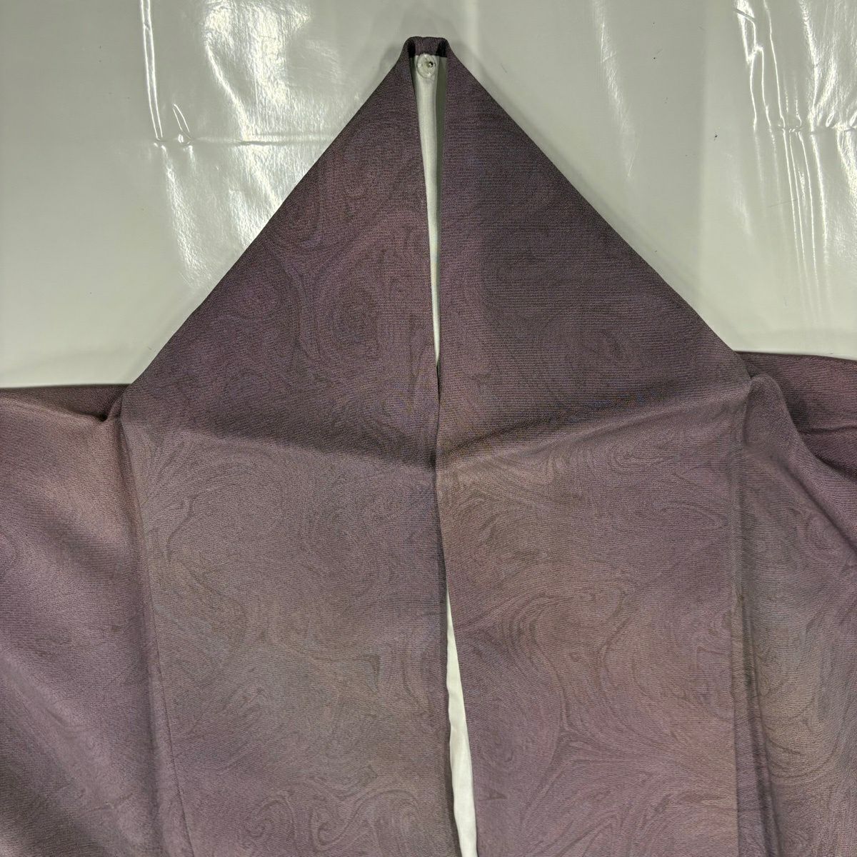 【美品】 小紋 身長159cm 袖長66.5cm M 雙層 墨流し 漸層 紫 純蠶絲 名品級