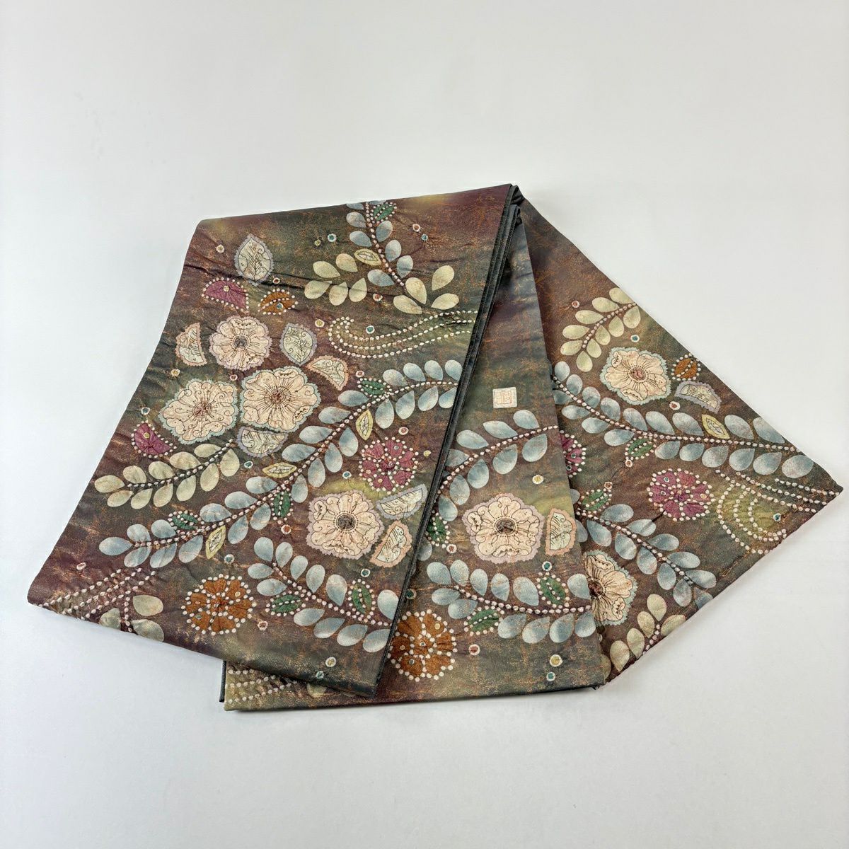 【美品】 袋帶 名品級 落款あり 辻花染 金金箔 紅紫 お太鼓柄 純蠶絲