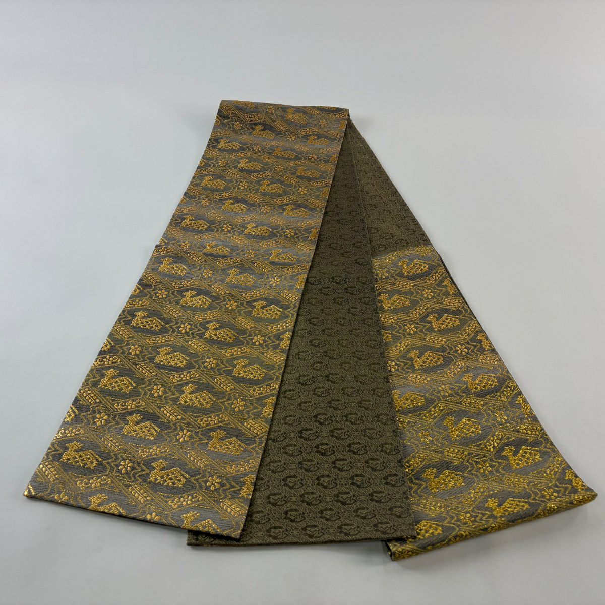 【美品】 袋帶 秀品級 有栖川文 花 金金箔 金絲 金 六通 純蠶絲