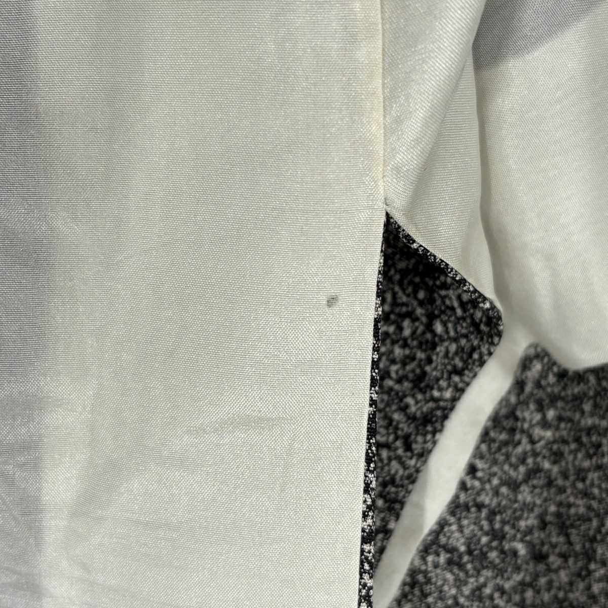 付下 身長152.5cm 袖長62.5cm S 雙層 扇子 草花紋紋 刺繡 金彩裝飾 黑灰 純蠶絲 秀品級