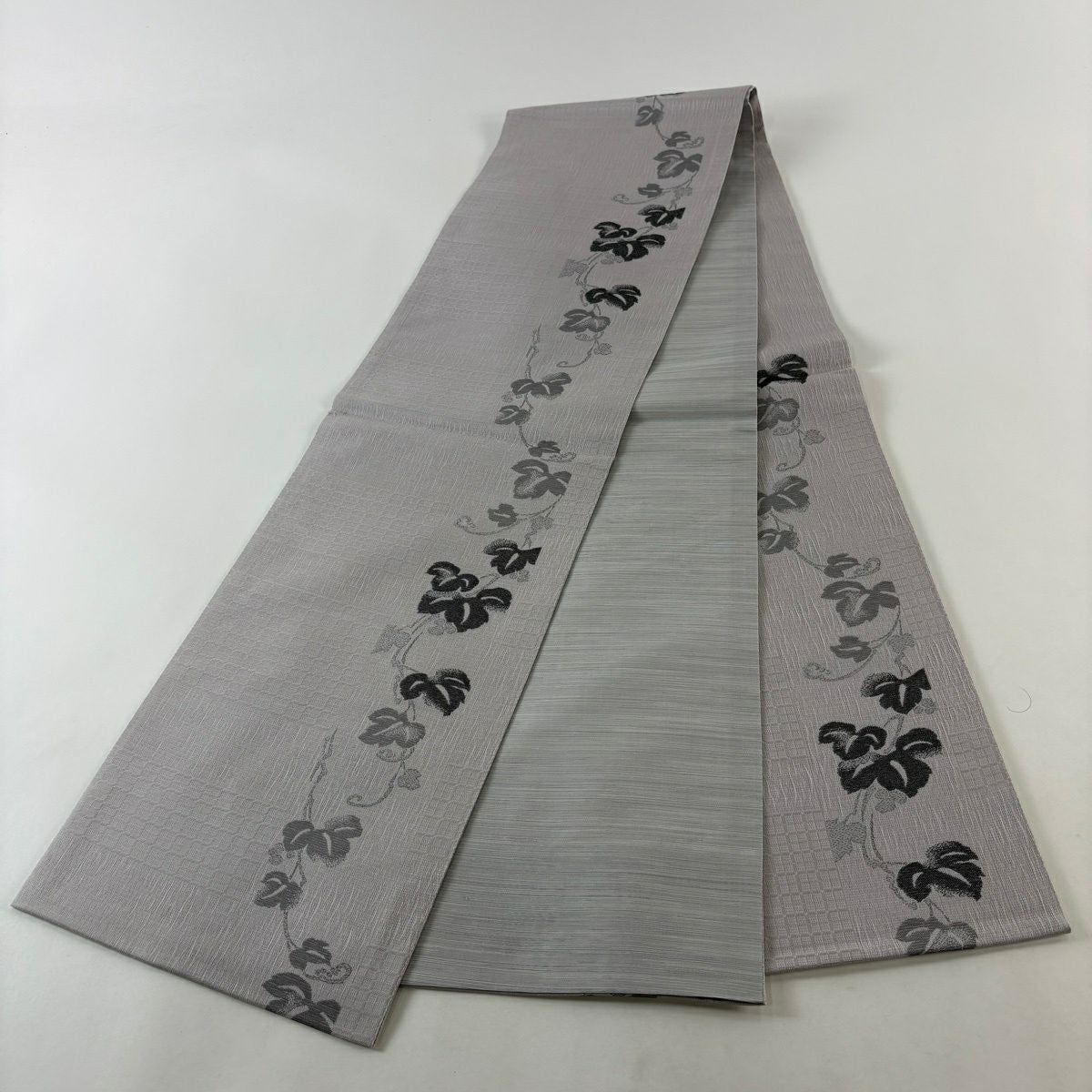 【美品】 袋帶 秀品級 蔦 灰紫 六通 純蠶絲