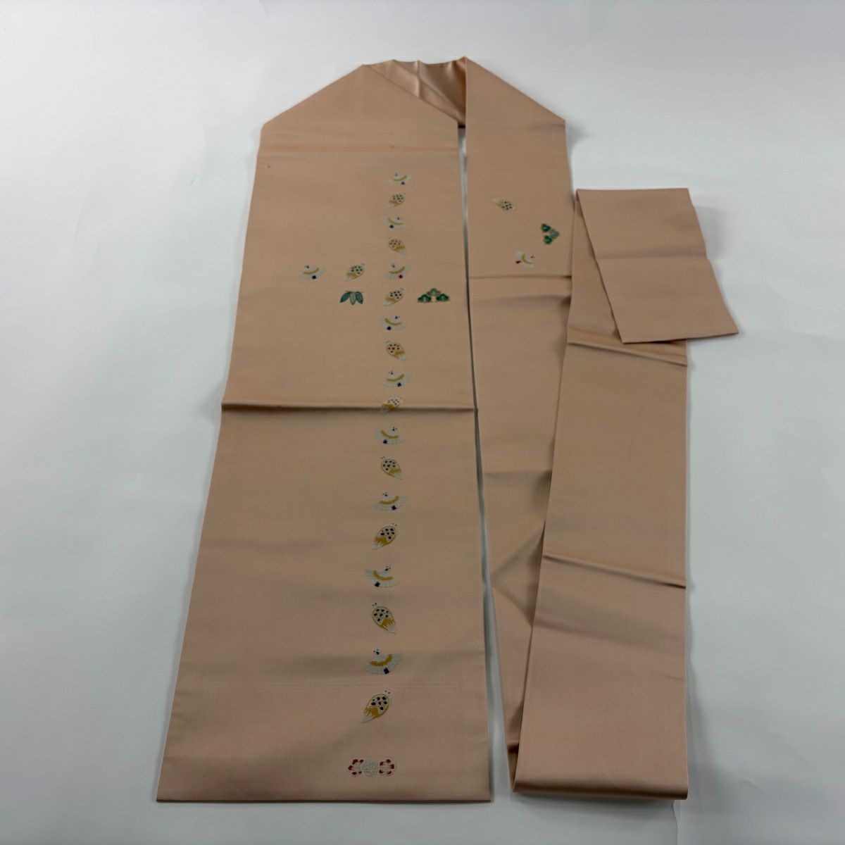 名古屋帶 秀品級 仙鶴 松樹竹子梅花 粉米色 純蠶絲