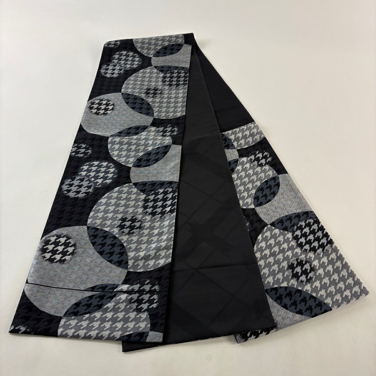 【美品】 袋帶 名品級 黑 六通 純蠶絲