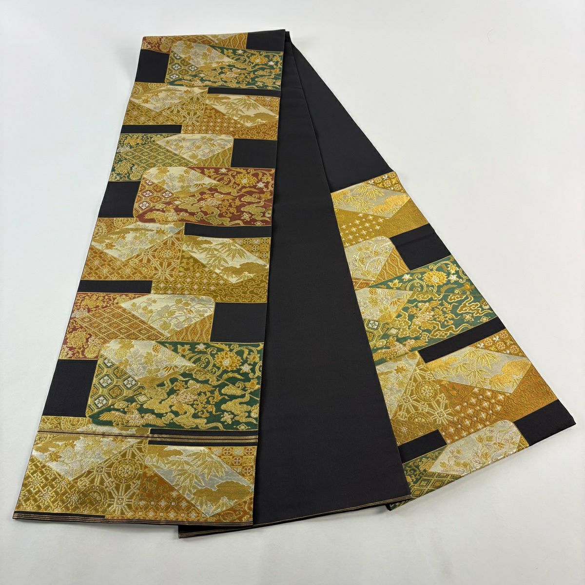【美品】 袋帶 名品級 川島織物 落款あり 關西裁縫 有職文樣 鳳凰 金銀彩 金金箔 黑 六通 純蠶絲
