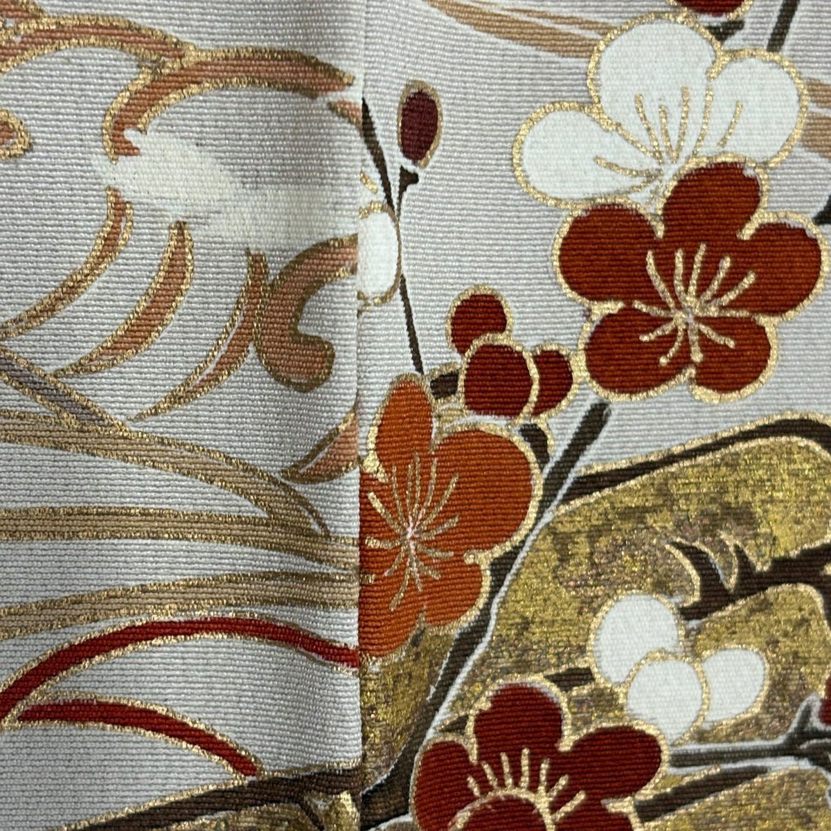 訪問服 身長156cm 袖長61.5cm S 雙層 枝垂櫻 花筏 金絲 金銀彩 粉紅 純蠶絲 優品級