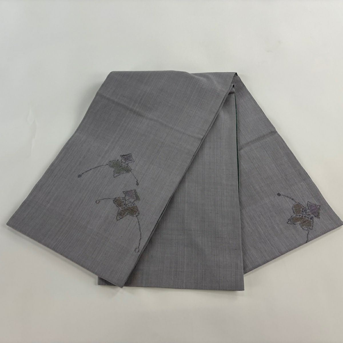 【美品】 袋帶 逸品級 證書齊全 本場結城紬織地 風箏 灰紫 お太鼓圖案 純蠶絲