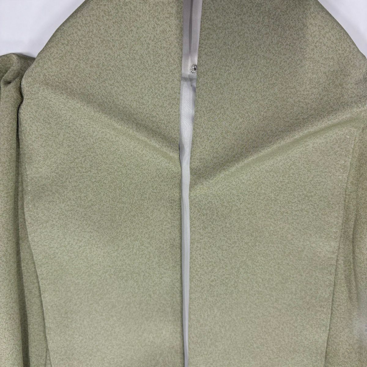 【美品】 付下 身長166cm 袖長68.5cm L 雙層 建物 樹木 金銀彩 灰綠 純蠶絲 秀品級