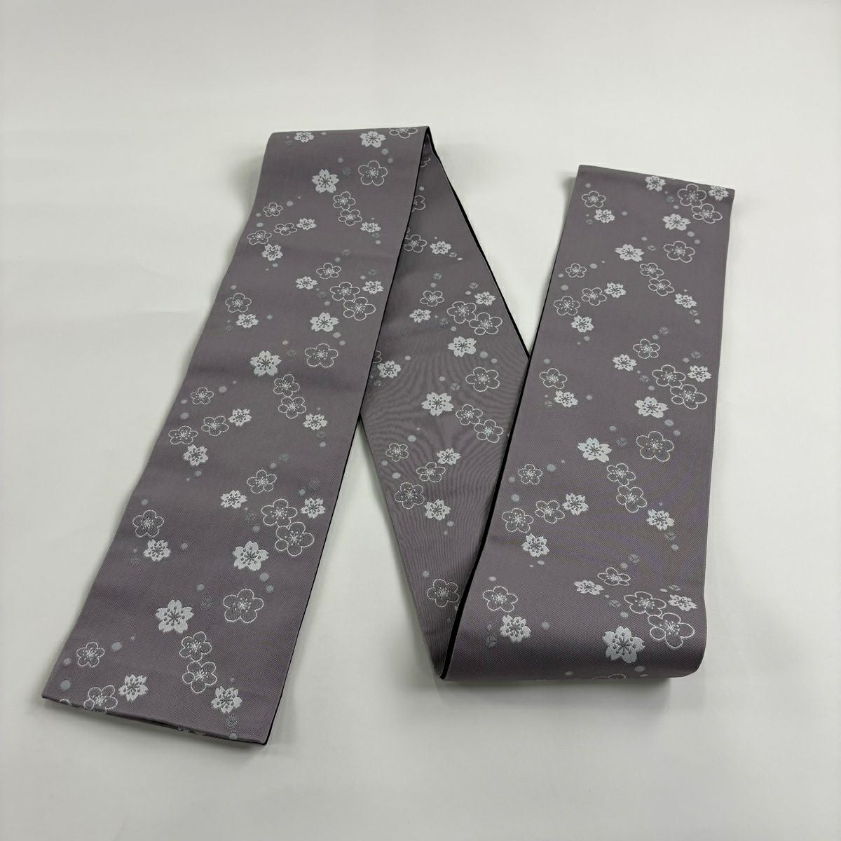 【美品】半幅帶 優品級 梅花 櫻花 灰 化纖