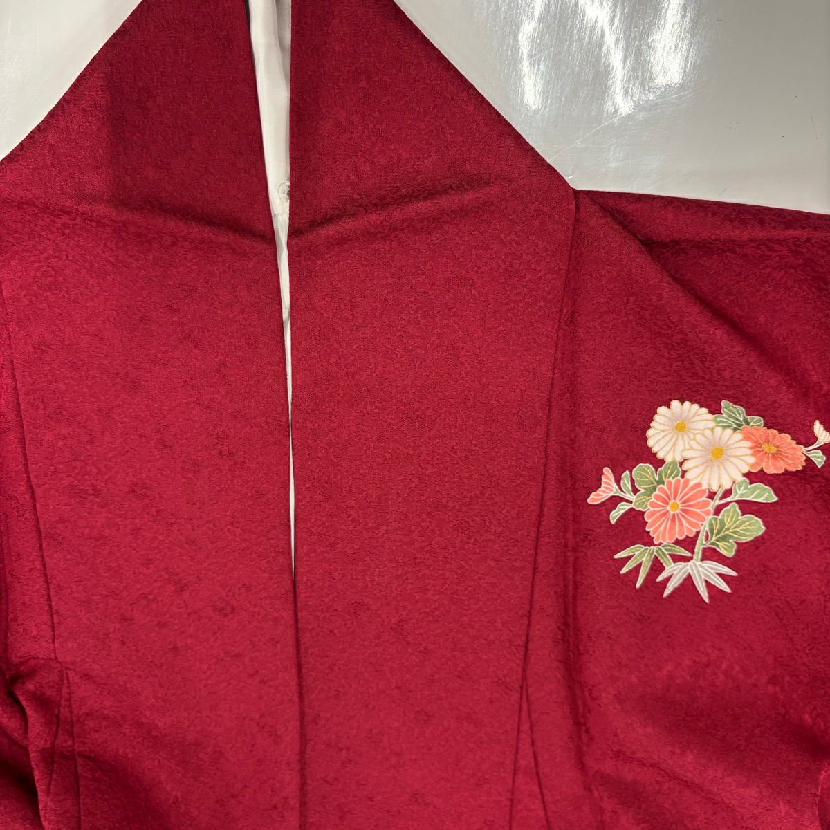 【美品】振袖禮服 身長169cm 袖長69cm L 雙層 御所車 花丸紋 金絲 金銀彩 紅色 純蠶絲 秀品級