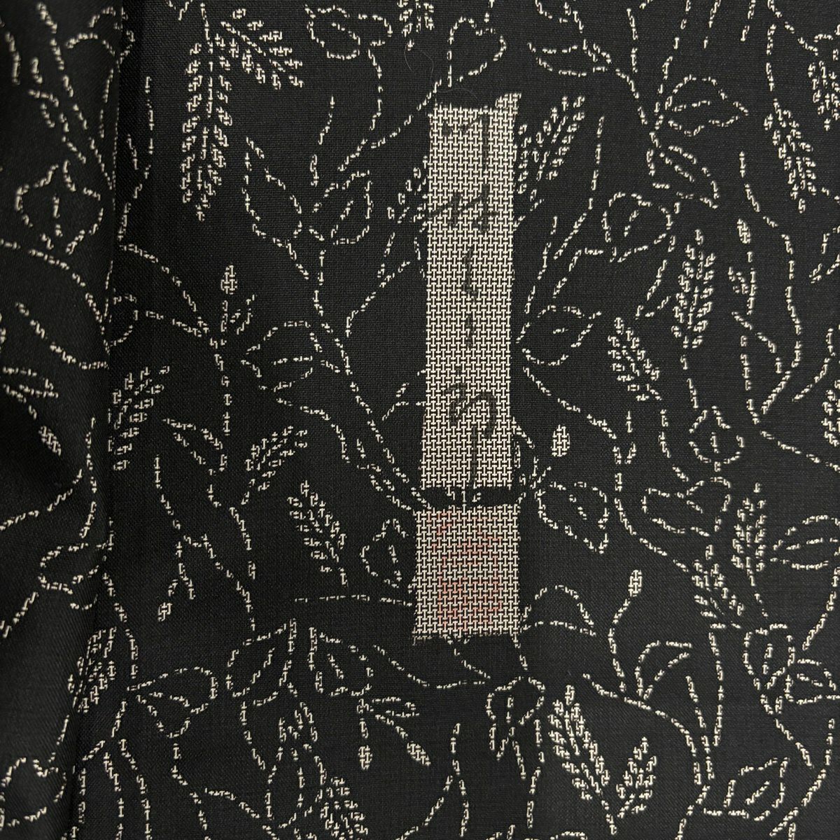【美品】訪問服 身長161cm 袖長64.5cm M 雙層 川村久太郎 紬織織 地 落款あり 葉 唐草紋 黑 純蠶絲 名品級