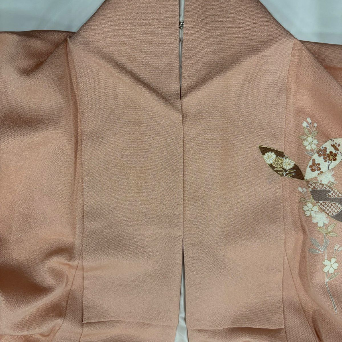 訪問服 身長152.5cm 袖長63cm S 雙層 七寶 櫻花 金絲 金銀彩 鮭粉色 純蠶絲 秀品級