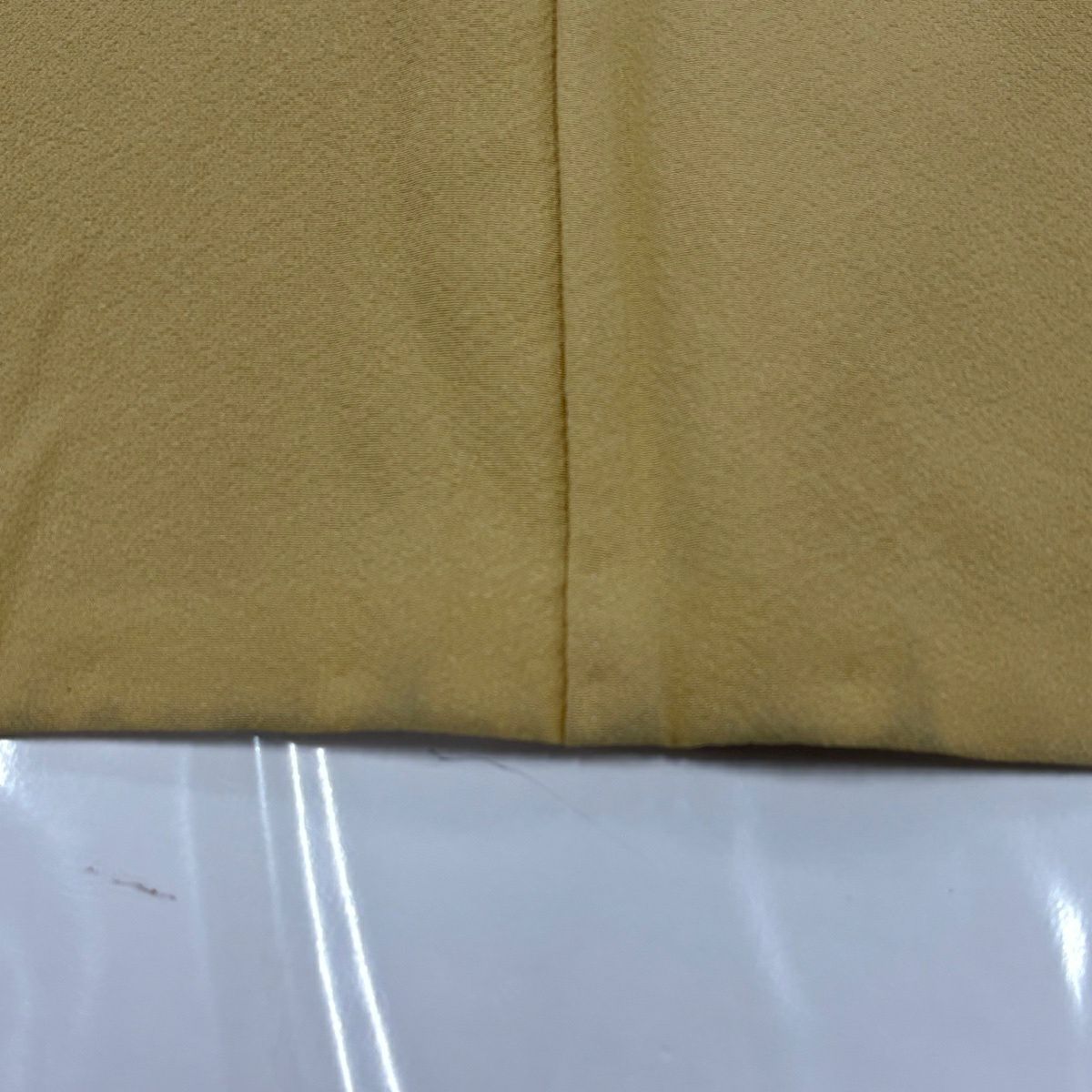 訪問服 身長165cm 袖長68cm L 雙層 華紋 草花紋紋 刺繡 黃色 純蠶絲 秀品級