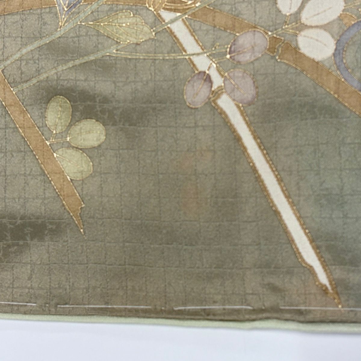訪問服 身長155cm 袖長64.5cm M 雙層 梅花 菊花 金彩裝飾 漸層 淺綠 純蠶絲 優品級