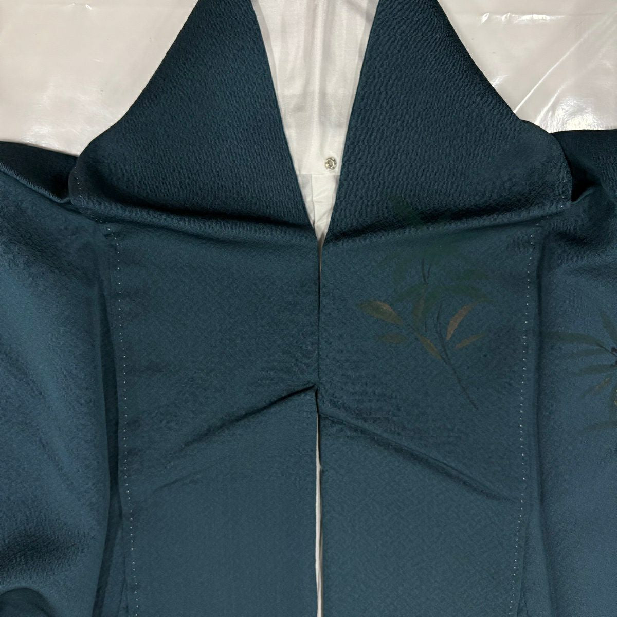 訪問服 身長165.5cm 袖長65.5cm M 雙層 葉與果 竹子 金銀彩 漸層 青綠 純蠶絲 優品級