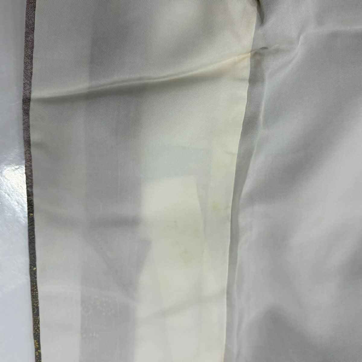 訪問服 身長155cm 袖長62.5cm S 雙層 梅花 波 金銀彩 絞染 灰紫 純蠶絲 秀品級 一つ紋