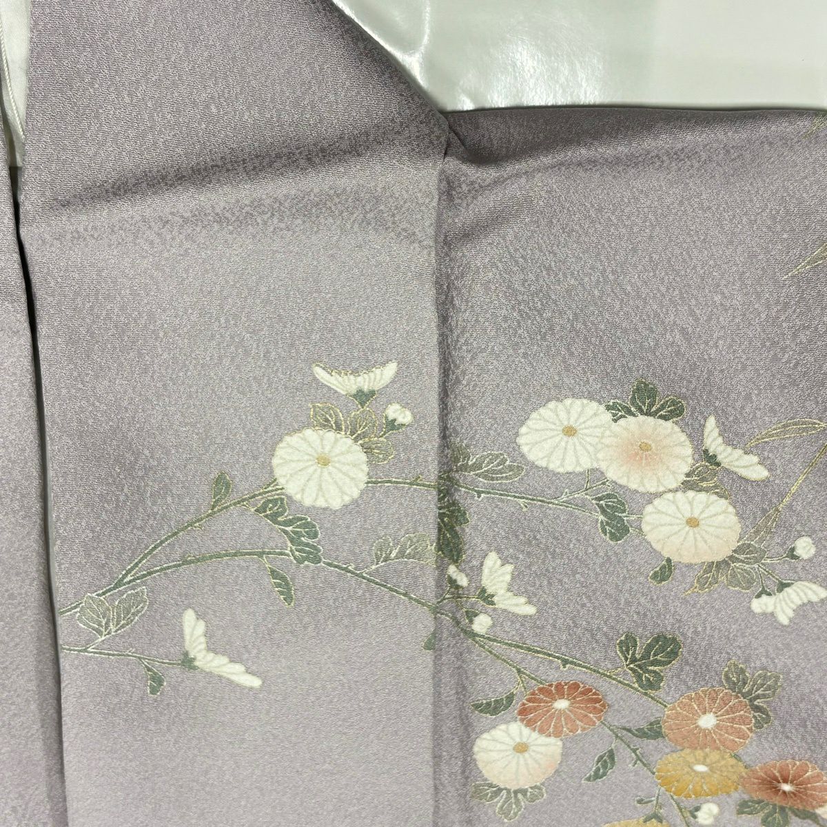 【美品】訪問服 身長168cm 袖長65.5cm M 雙層 雲紋 花筏 金銀彩 染分 灰紫 純蠶絲 名品級