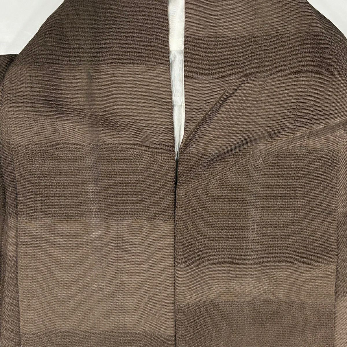 付下 身長157.5cm 袖長64cm M 雙層 草野一騎 落款あり 輪廓 月 ぼかし 茶 純蠶絲 名品級